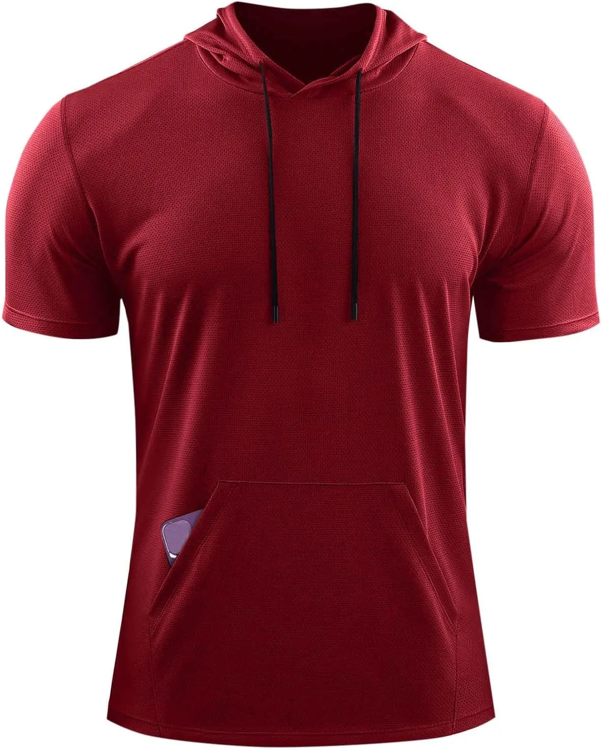 Mens Athletic Breathable Hooded Shirt Short Sleeve Workout Sport Hoodie Casual Running T-Shirt Quick Dry Pullover Top