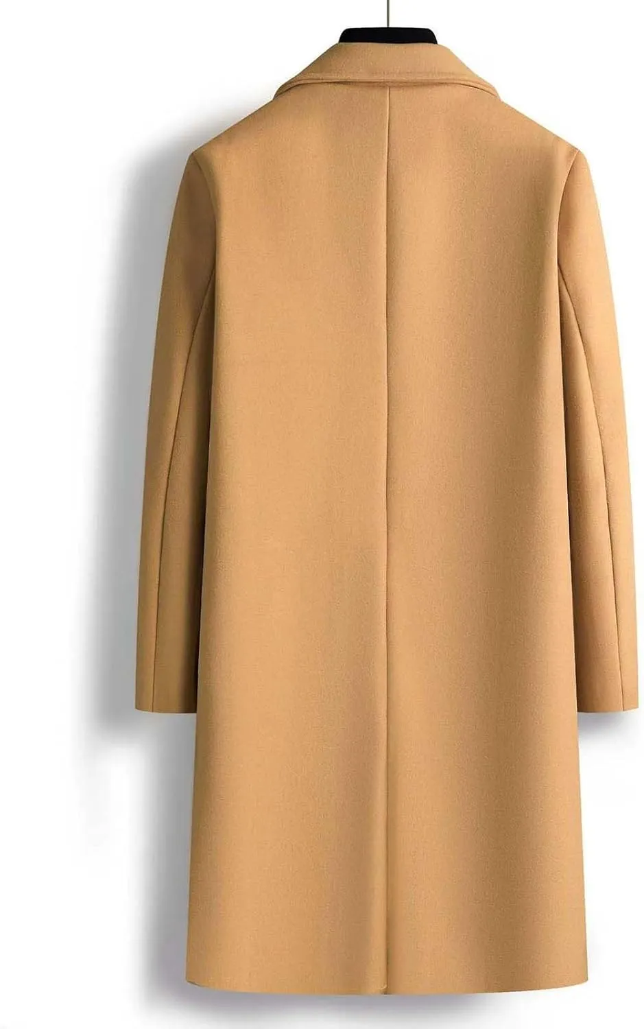 Men's Business Casual Long Trench Coat Classic Double Breasted Wool Blend Pea Coat Warm Winter Overcoat with Pockets