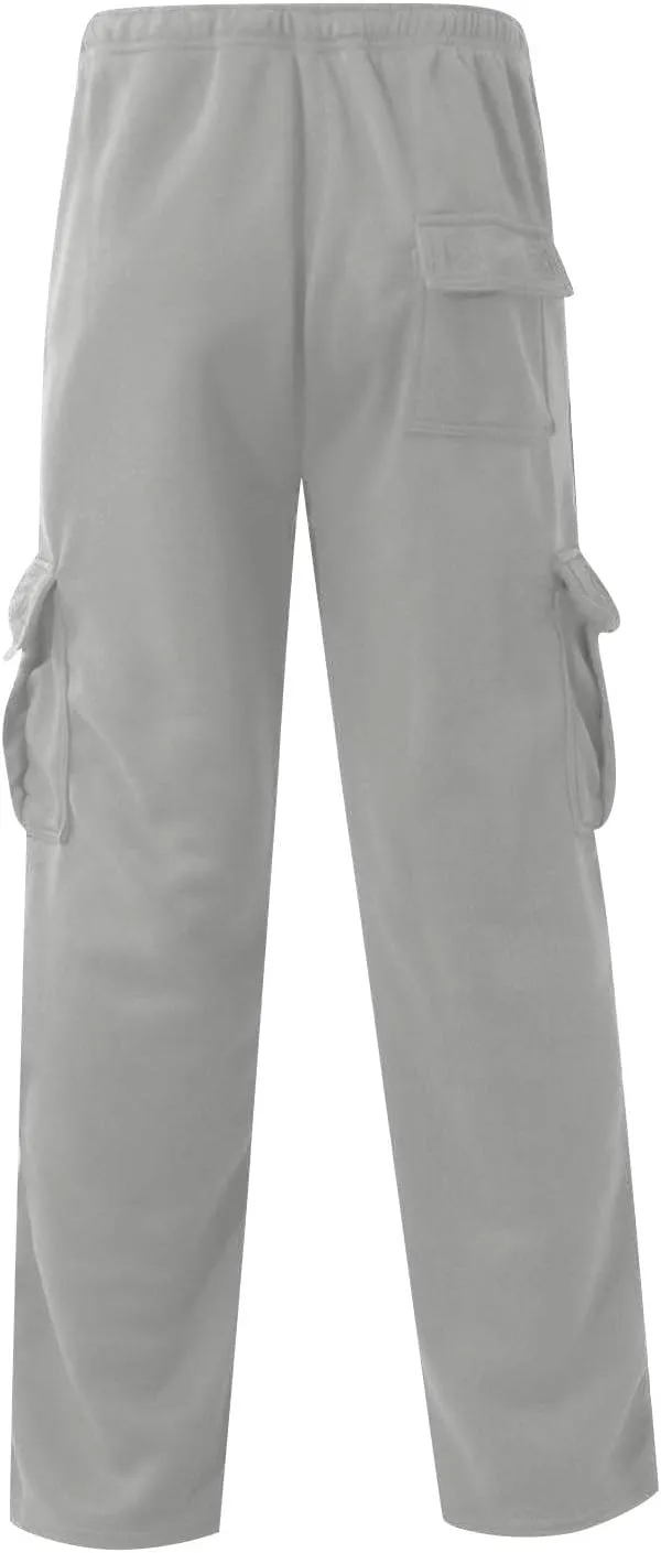 Mens Cargo Pants Casual Hiking Lounge Pants Elastic Joggers Athletic Pants Loose Straight Sweatpants with Pockets