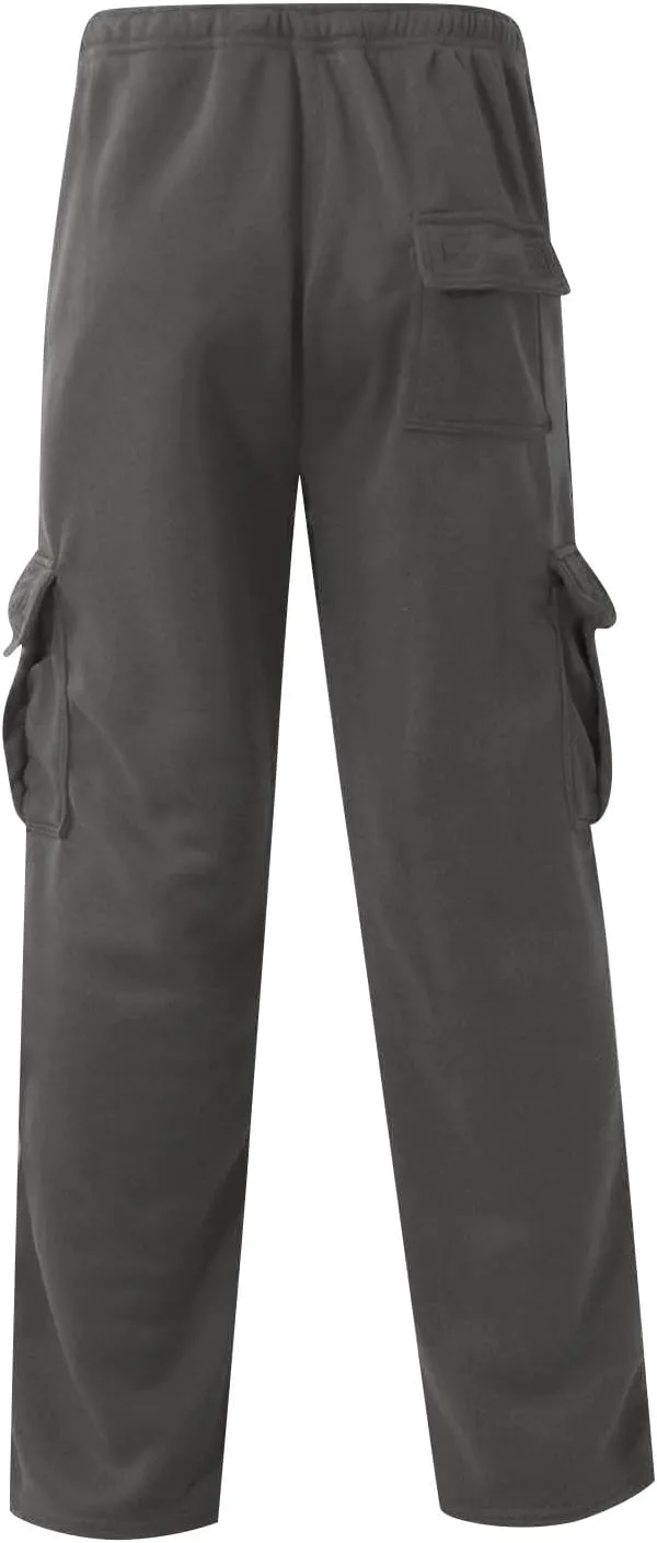 Mens Cargo Pants Casual Hiking Lounge Pants Elastic Joggers Athletic Pants Loose Straight Sweatpants with Pockets
