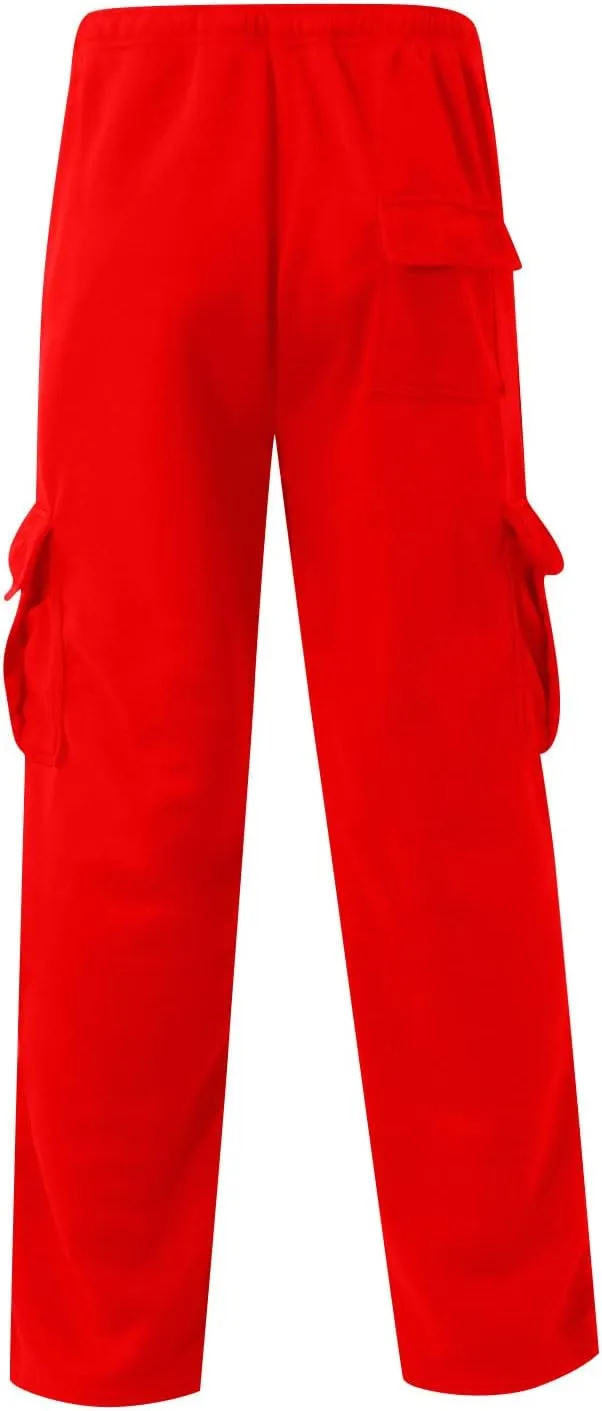 Mens Cargo Pants Casual Hiking Lounge Pants Elastic Joggers Athletic Pants Loose Straight Sweatpants with Pockets