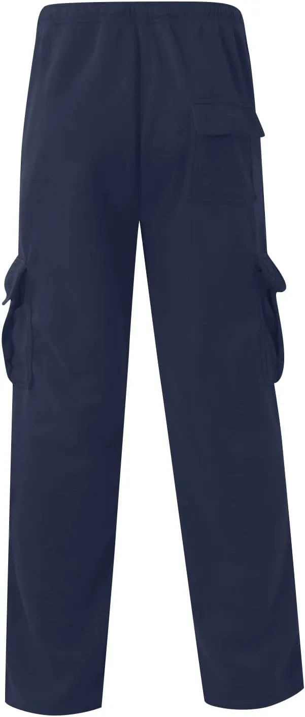 Mens Cargo Pants Casual Hiking Lounge Pants Elastic Joggers Athletic Pants Loose Straight Sweatpants with Pockets