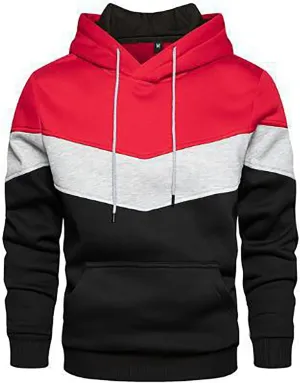 Mens Fleece Lined Hooded Sweatshirts Colorblock Pullover Hoodies with Kangaroo Pockets Big and Tall Long Sleeve Tops