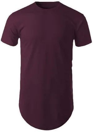 Mens Hipster Hip Hop Basic Long T-Shirt with Zipper Trim
