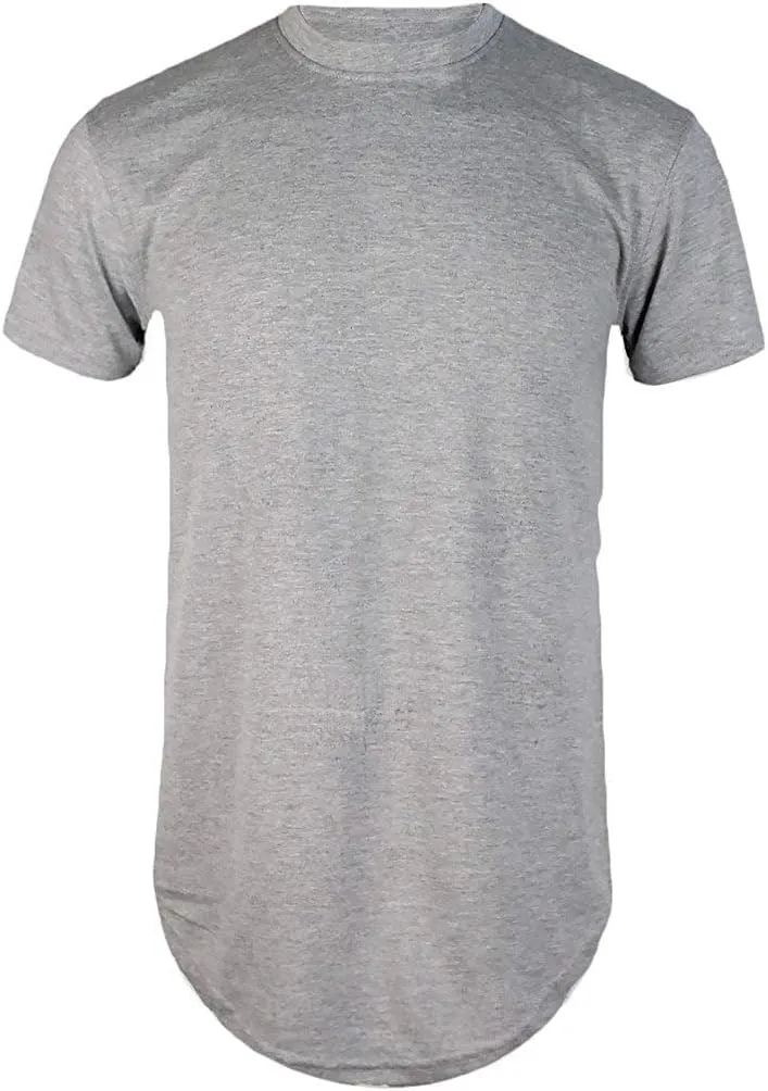 Mens Hipster Hip Hop Basic Long T-Shirt with Zipper Trim