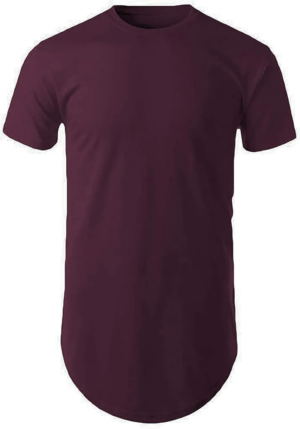 Mens Hipster Hip Hop Basic Long T-Shirt with Zipper Trim