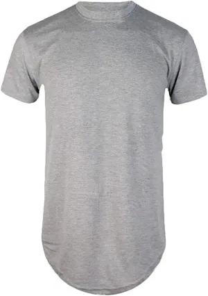 Mens Hipster Hip Hop Basic Long T-Shirt with Zipper Trim