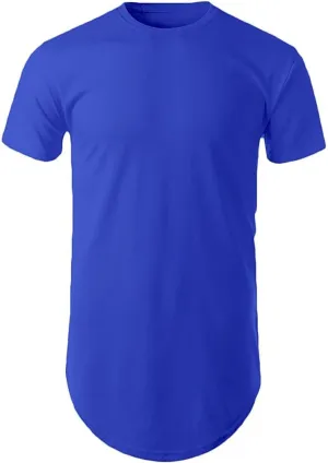 Mens Hipster Hip Hop Basic Long T-Shirt with Zipper Trim