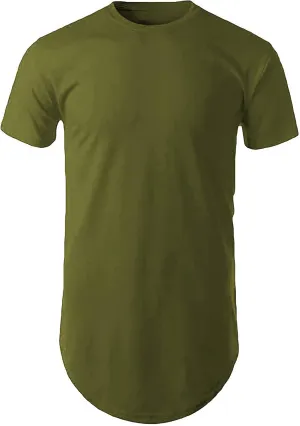 Mens Hipster Hip Hop Basic Long T-Shirt with Zipper Trim