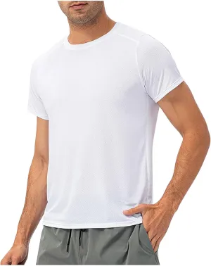 Men's Quick Dry Workout Gym Short Sleeve T Shirt Moisture Wicking Active Athletic Performance Running Tees Shirts