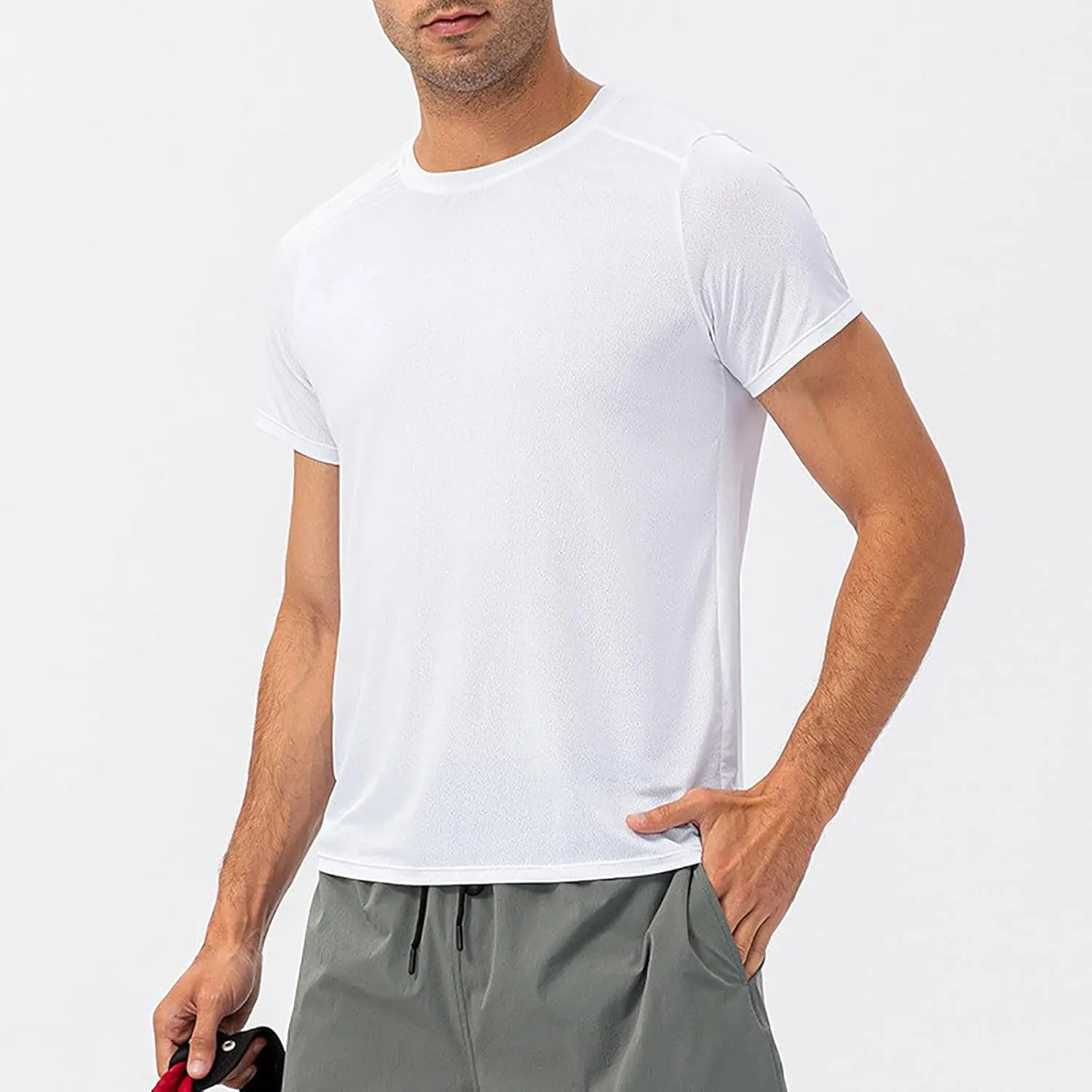 Men's Quick Dry Workout Gym Short Sleeve T Shirt Moisture Wicking Active Athletic Performance Running Tees Shirts