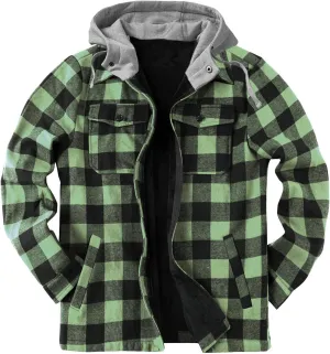 Mens Quilted Lined Shirt Jacket Big and Tall Zip Up Plaid Coat Fuzzy Polar Fleece Tops Thermal Lined Warm Coated Jackets