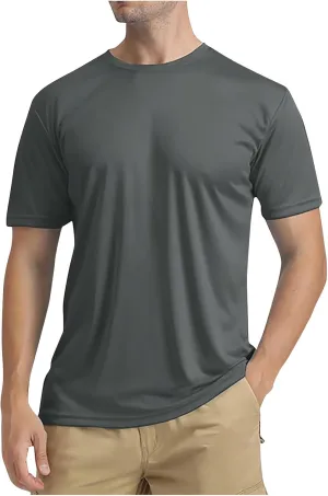 Mens Short Sleeve UV Swim Shirt UPF 50  Rash Guard Sun Shirt Lightweight Loose Fit Quick Dry Athletic Running T-Shirt