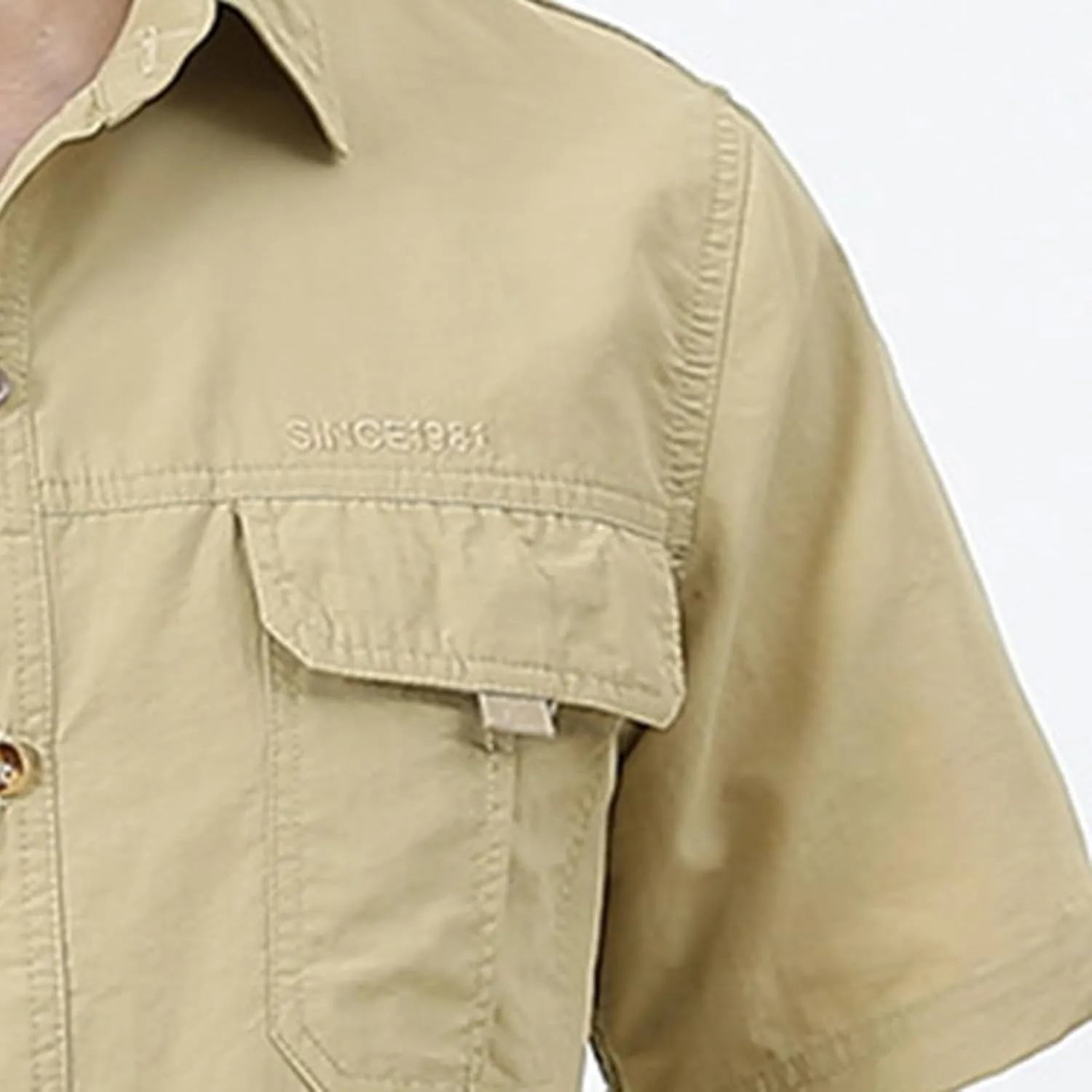 Men's Sun Protection Fishing Shirts UPF50  Button Down Work Shirts Outdoor Quick Dry Short Sleeve Hiking T-Shirt Tops