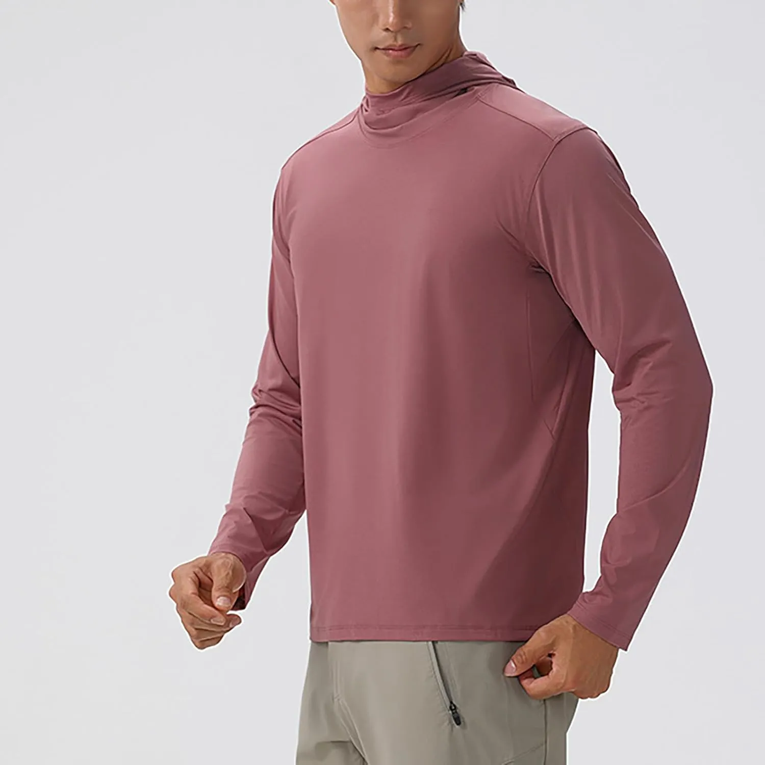 Mens Sun Protection Hoodie Shirt UPF 50 Long Sleeve Uv SPF T-Shirts UV SPF Fishing, Camping,Hiking Surfing Tops