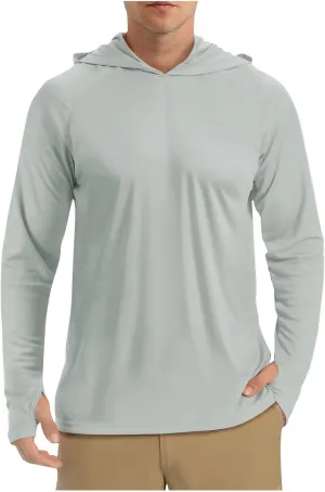 Men's Sun Shirts UPF 50  Hooded Fishing Shirts Long Sleeve UV Fishing Hoodies Hiking Swim Athletic Workout T-Shirts