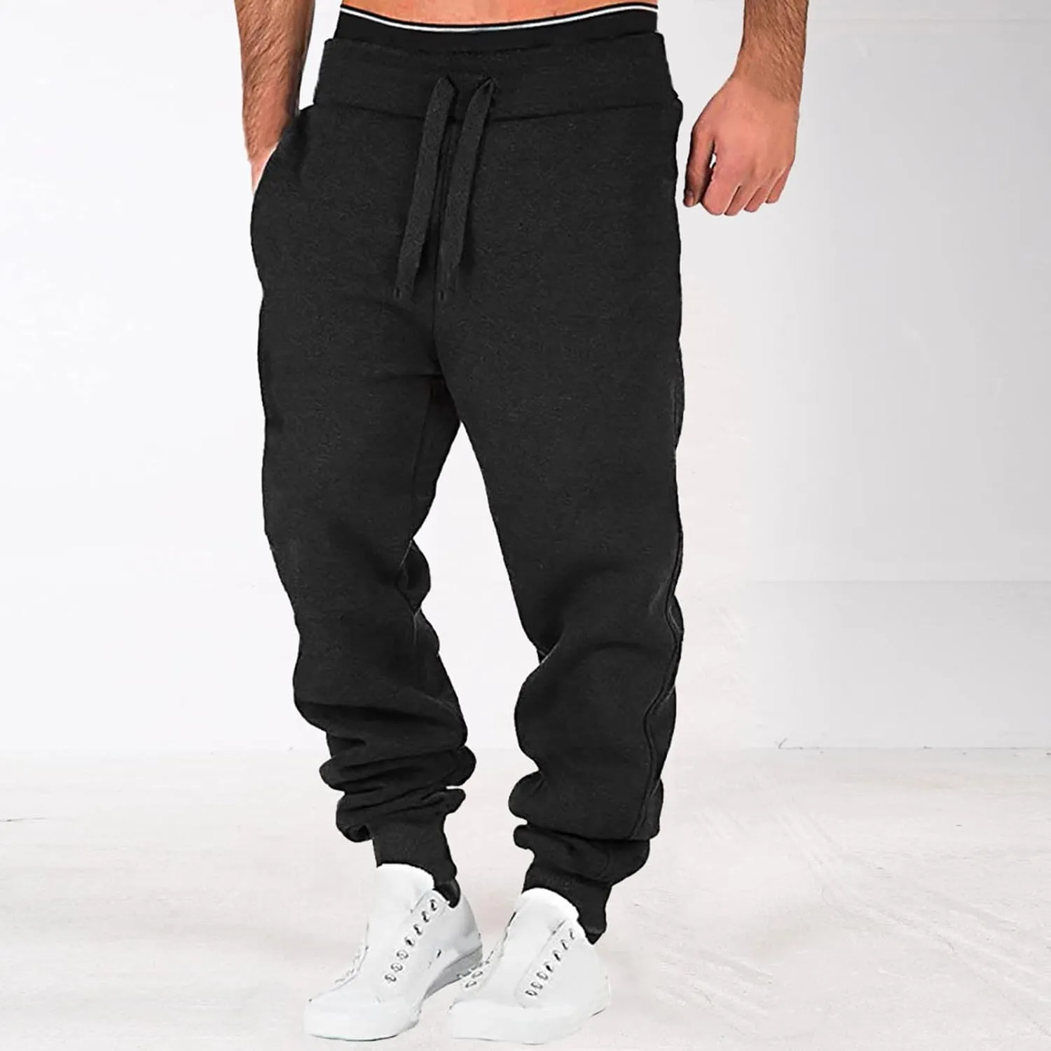 Mens Sweatpants Joggers Pants Man Sherpa Fleece Lined Sweatpants Thicken Active Jogging Workout Trousers Casual Cargo