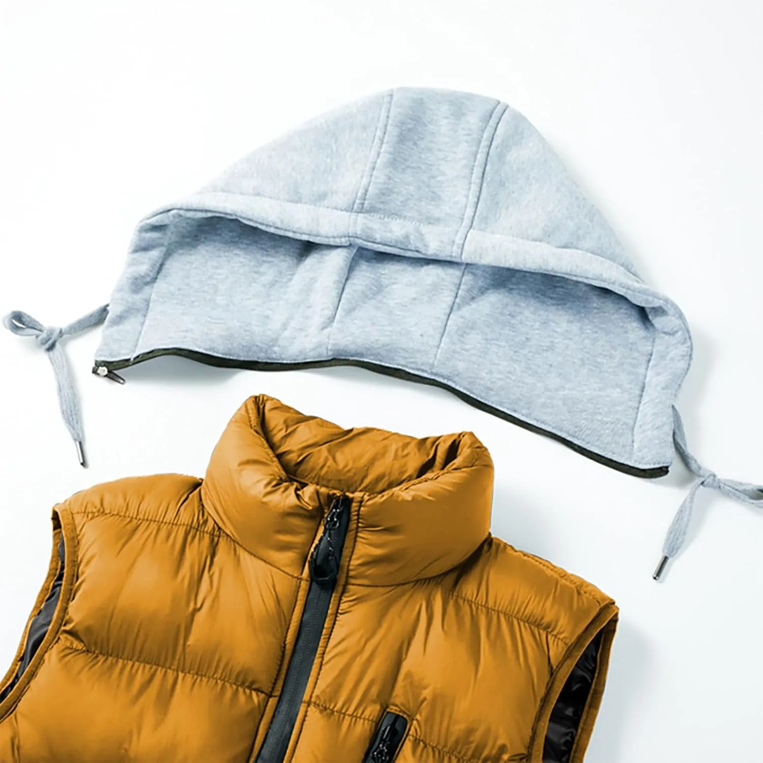 Men's Thicken Winter Warm Vest Sleeveless Padded Puffer Jacket Lightweight Windproof Hooded Vest with Removable Hood