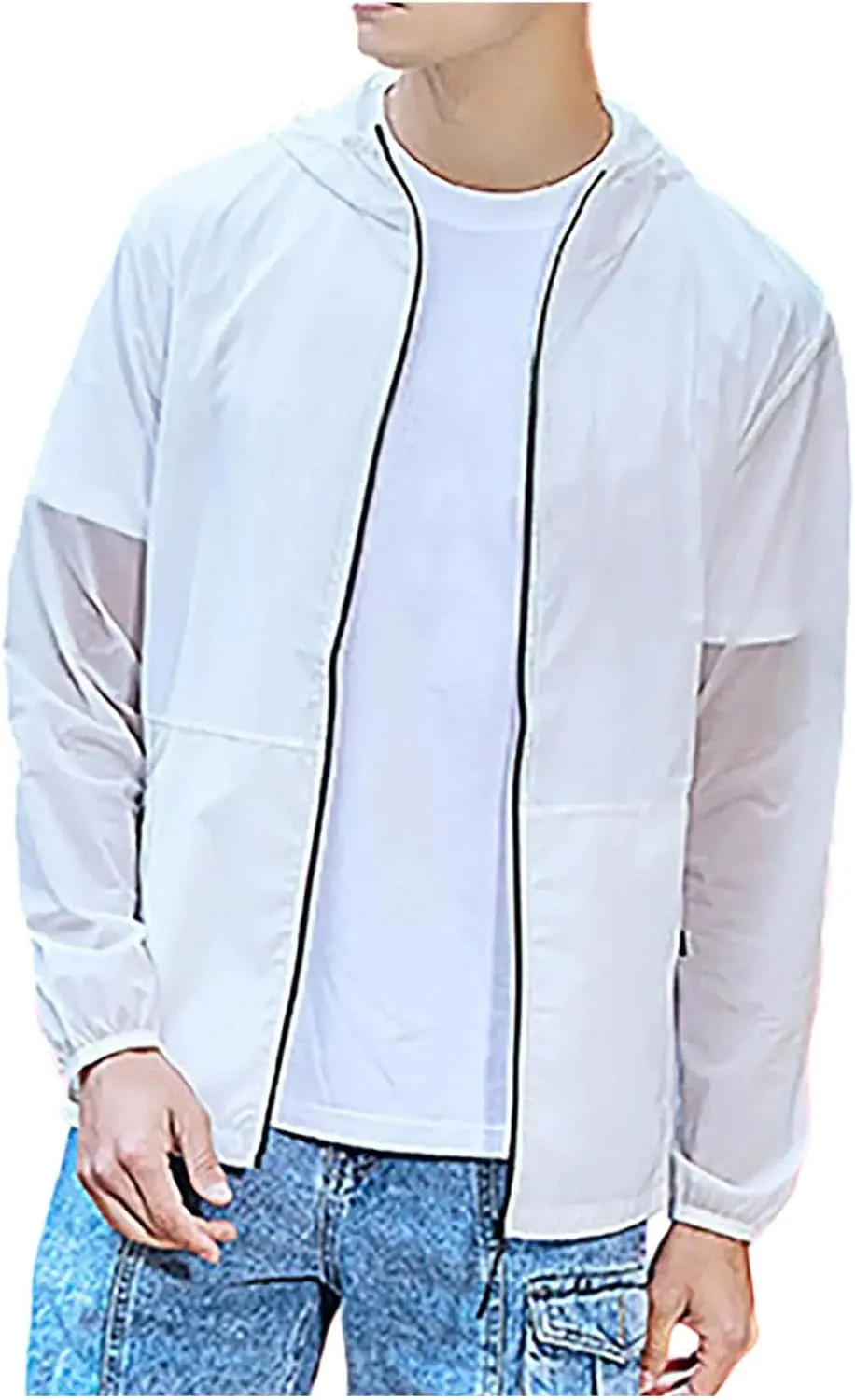 Men's UPF 50  Sun Protection Jacket Cooling Hiking Performance Shirts Hooded Lightweight Long Sleeve Fishing Shirts