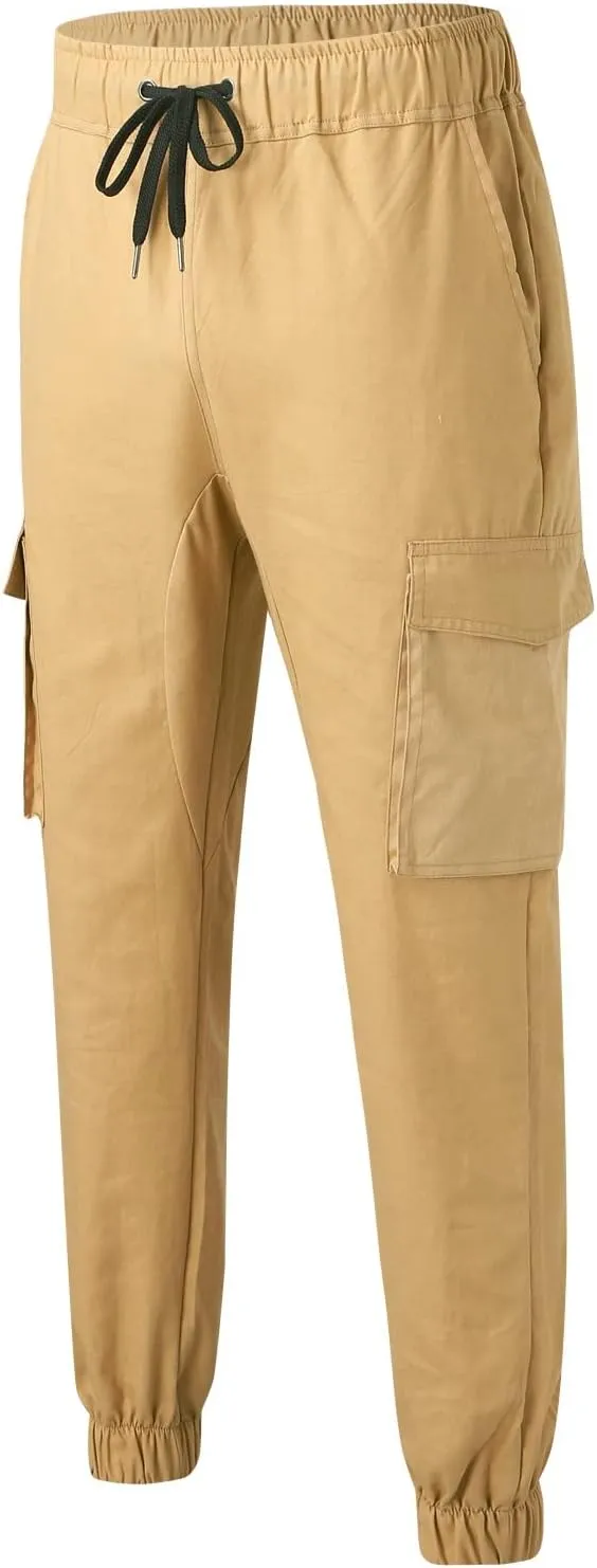 Mens Workout Cargo Sweatpants Cargo Pants Drawstring Waist Workout Outdoor Jogger Sweatpants Men Joggers Chino Cargo