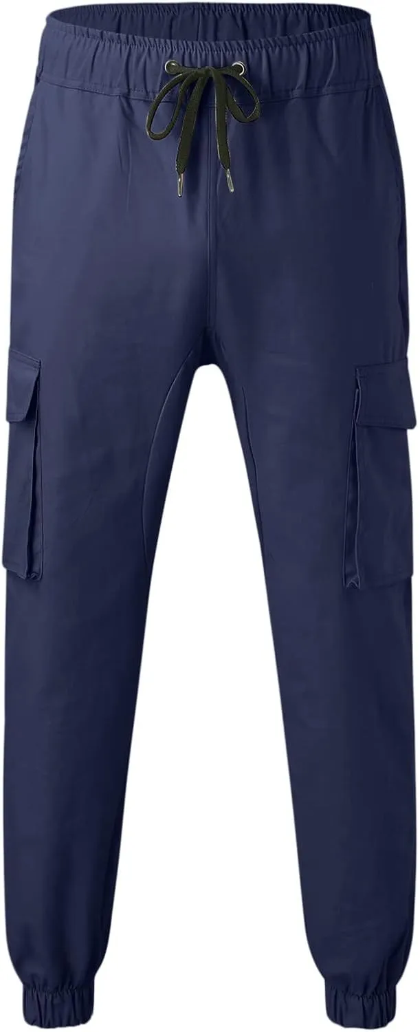 Mens Workout Cargo Sweatpants Cargo Pants Drawstring Waist Workout Outdoor Jogger Sweatpants Men Joggers Chino Cargo
