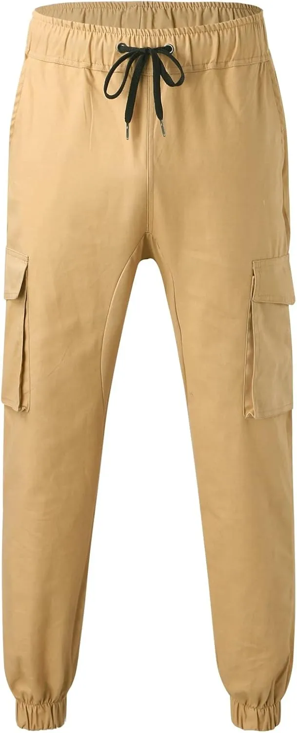 Mens Workout Cargo Sweatpants Cargo Pants Drawstring Waist Workout Outdoor Jogger Sweatpants Men Joggers Chino Cargo