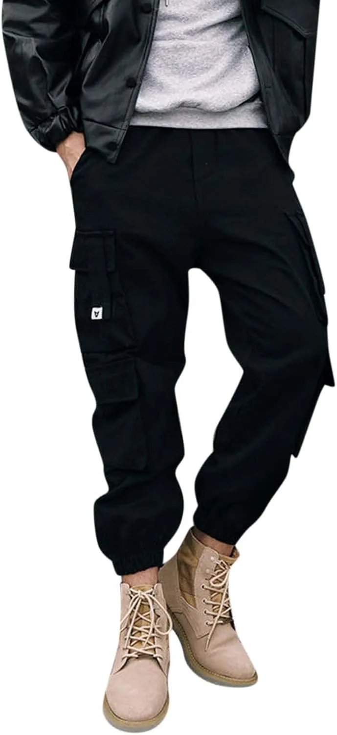 Mens Workout Cargo Sweatpants Straight-Fit Mens Cargo Pants Wild Outdoor Lightweight Mens Work Pants with Multipocket