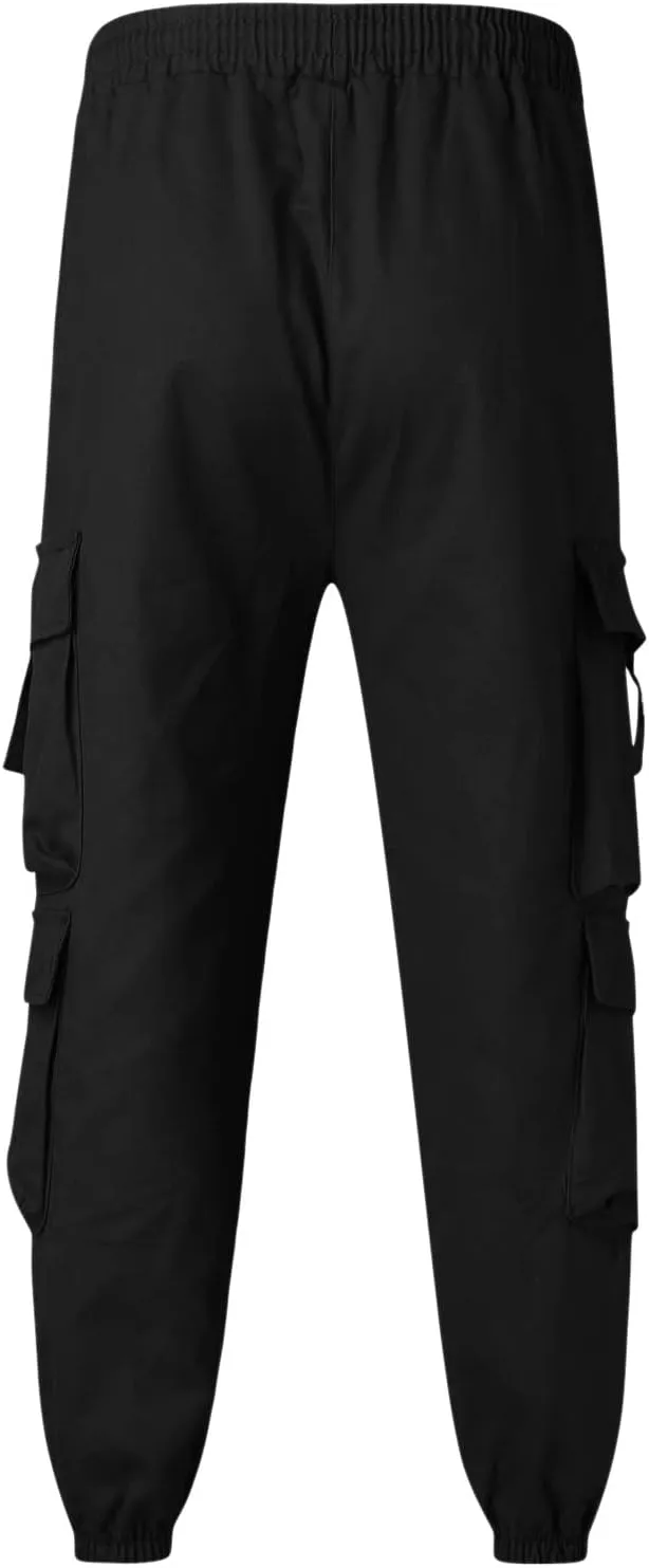 Mens Workout Cargo Sweatpants Straight-Fit Mens Cargo Pants Wild Outdoor Lightweight Mens Work Pants with Multipocket