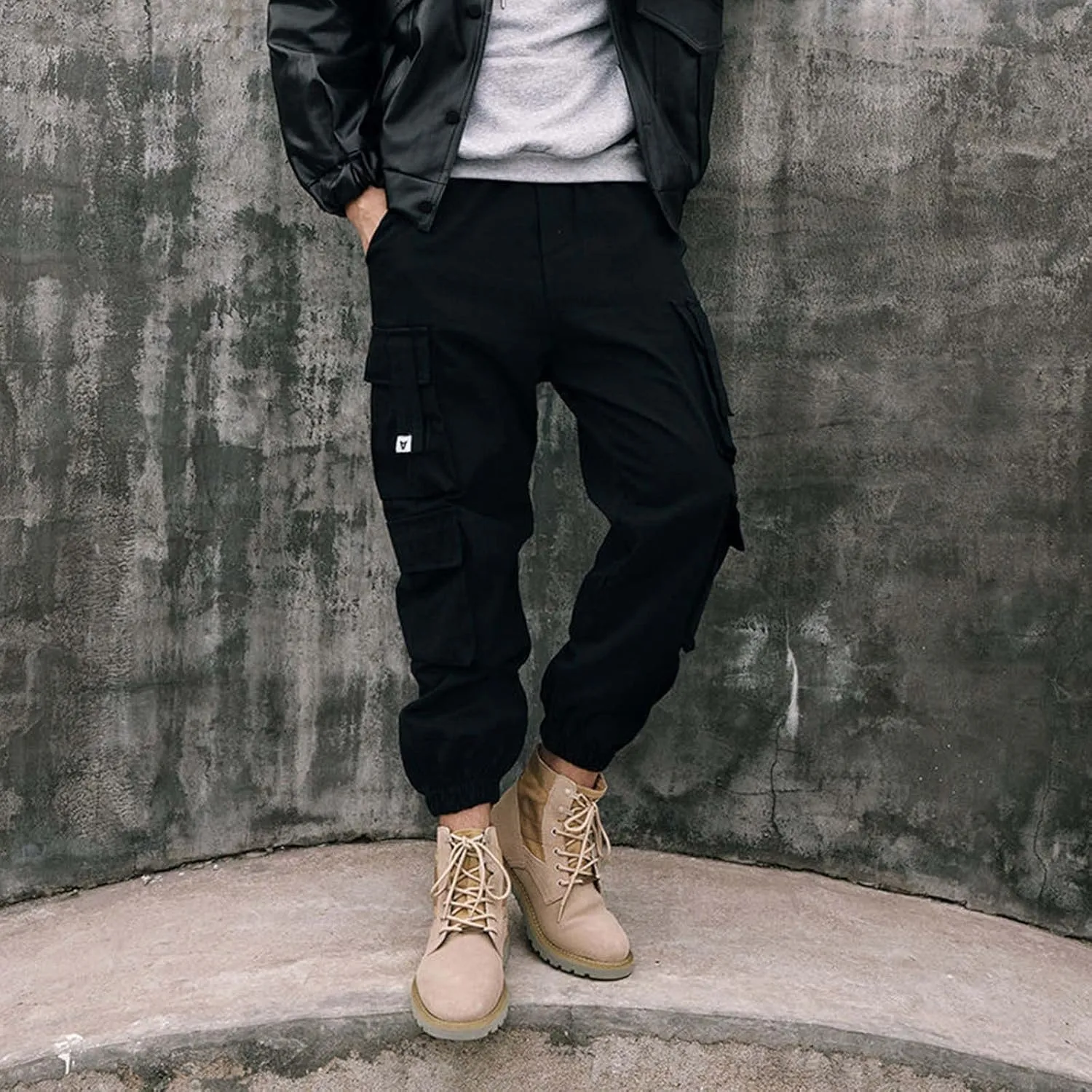 Mens Workout Cargo Sweatpants Straight-Fit Mens Cargo Pants Wild Outdoor Lightweight Mens Work Pants with Multipocket
