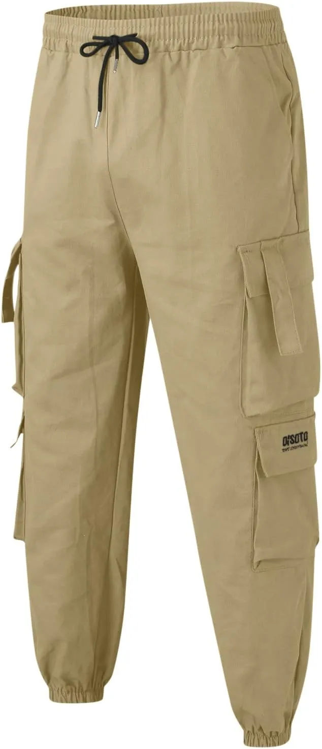 Mens Workout Cargo Sweatpants Straight-Fit Mens Cargo Pants Wild Outdoor Lightweight Mens Work Pants with Multipocket