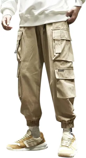 Mens Workout Cargo Sweatpants Straight-Fit Mens Cargo Pants Wild Outdoor Lightweight Mens Work Pants with Multipocket