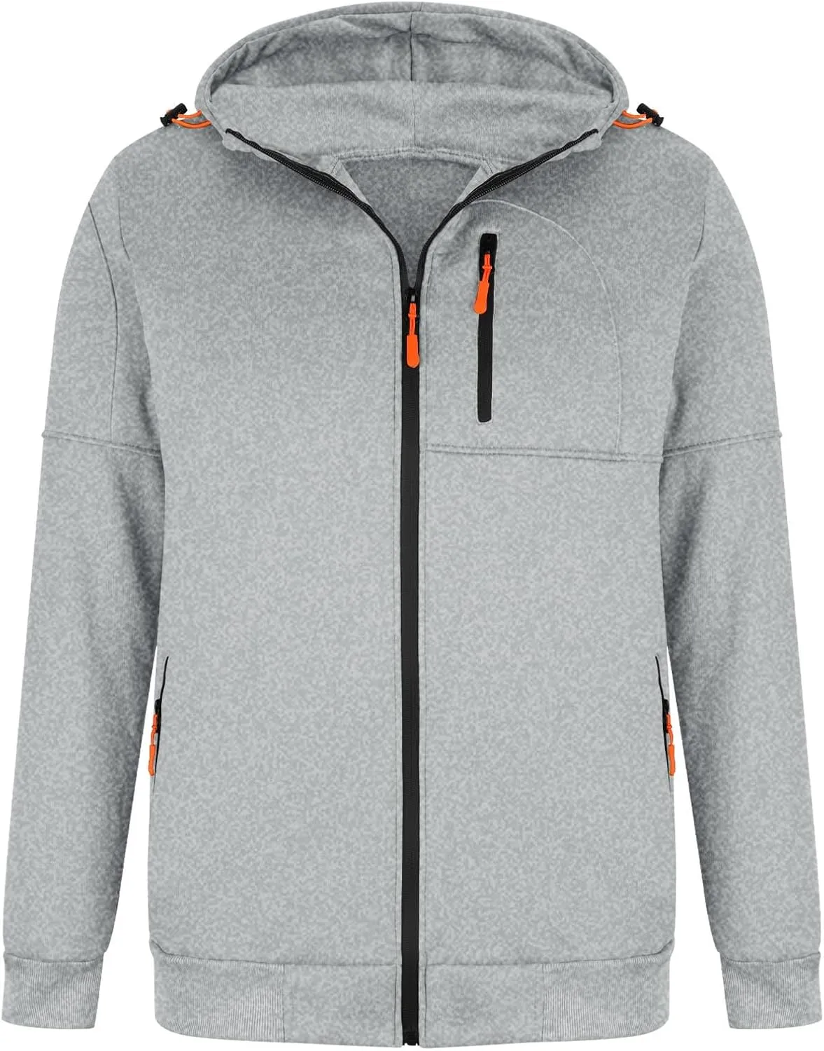 Mens Zip up Hoodie Casual Big and Tall Hoodies for Travel Sports Long Sleeve Zipper Jacket Sweatshirt with Pocket
