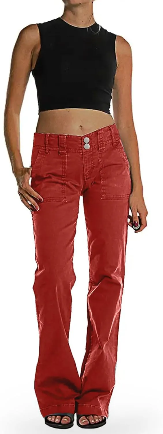 Mid Rise Jeans for Women Wid Leg Straight Leg Flare Pants Trendy