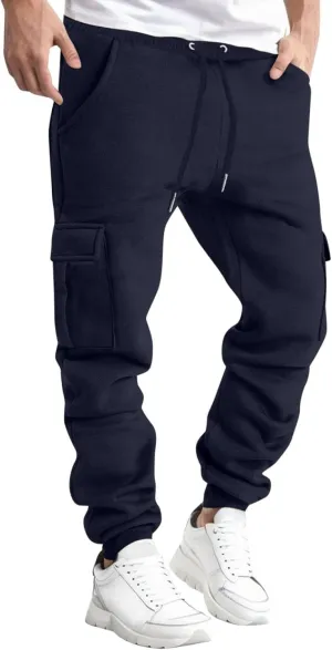 MIDOO Mens Fleece Sweatpants Tall Fleece Active Athletic Workout Jogger Sweatpants Drawstring Elastic Waist Bottom Pants