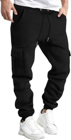 MIDOO Mens Fleece Sweatpants Tall Fleece Active Athletic Workout Jogger Sweatpants Drawstring Elastic Waist Bottom Pants