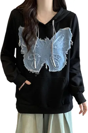 Mxiqqpltky Womens Graphic Hoodies Letter Print Long Sleeve Streetwear Hooded Sweatshirt Y2K Oversized Pullovers With Pocket
