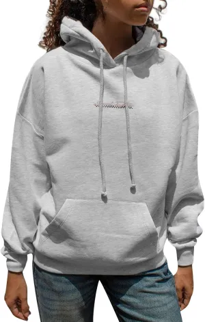 Mxiqqpltky Womens Graphic Hoodies Letter Print Long Sleeve Streetwear Hooded Sweatshirt Y2K Oversized Pullovers With Pocket