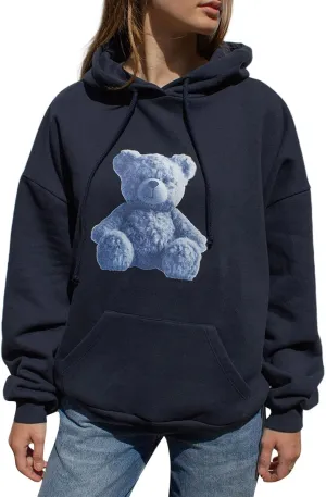 Mxiqqpltky Womens Graphic Hoodies Letter Print Long Sleeve Streetwear Hooded Sweatshirt Y2K Oversized Pullovers With Pocket