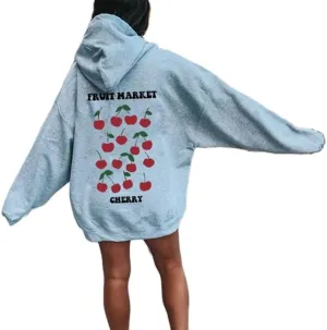 Mxiqqpltky Womens Graphic Hoodies Letter Print Long Sleeve Streetwear Hooded Sweatshirt Y2K Oversized Pullovers With Pocket