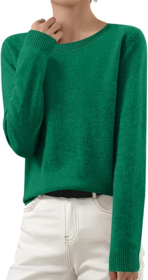 NBXNZWF Cashmere Sweaters for Women 2025 Long Sleeve Crew Neck Soft Warm Cozy Pullover Lightweight Wool Knit Jumpers Sweater