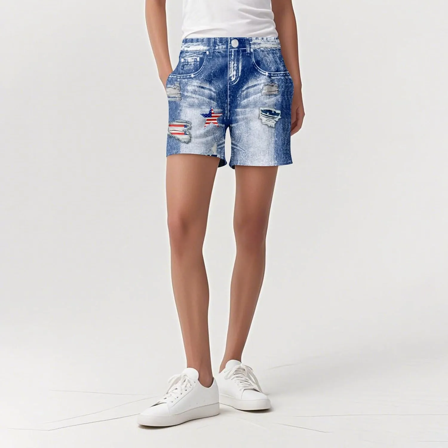 NBXNZWF Jean Shorts for Women High Waisted 2025 Summer Casual Denim Shorts Straight Leg Ripped Stretchy Jorts with Pockets