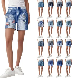 NBXNZWF Jean Shorts for Women High Waisted 2025 Summer Casual Denim Shorts Straight Leg Ripped Stretchy Jorts with Pockets
