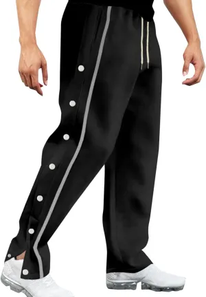 Oversized Pants for Men Side Double Button Sweatpant Soft Loose Fit Straight Leg Trousers Running Track Pants