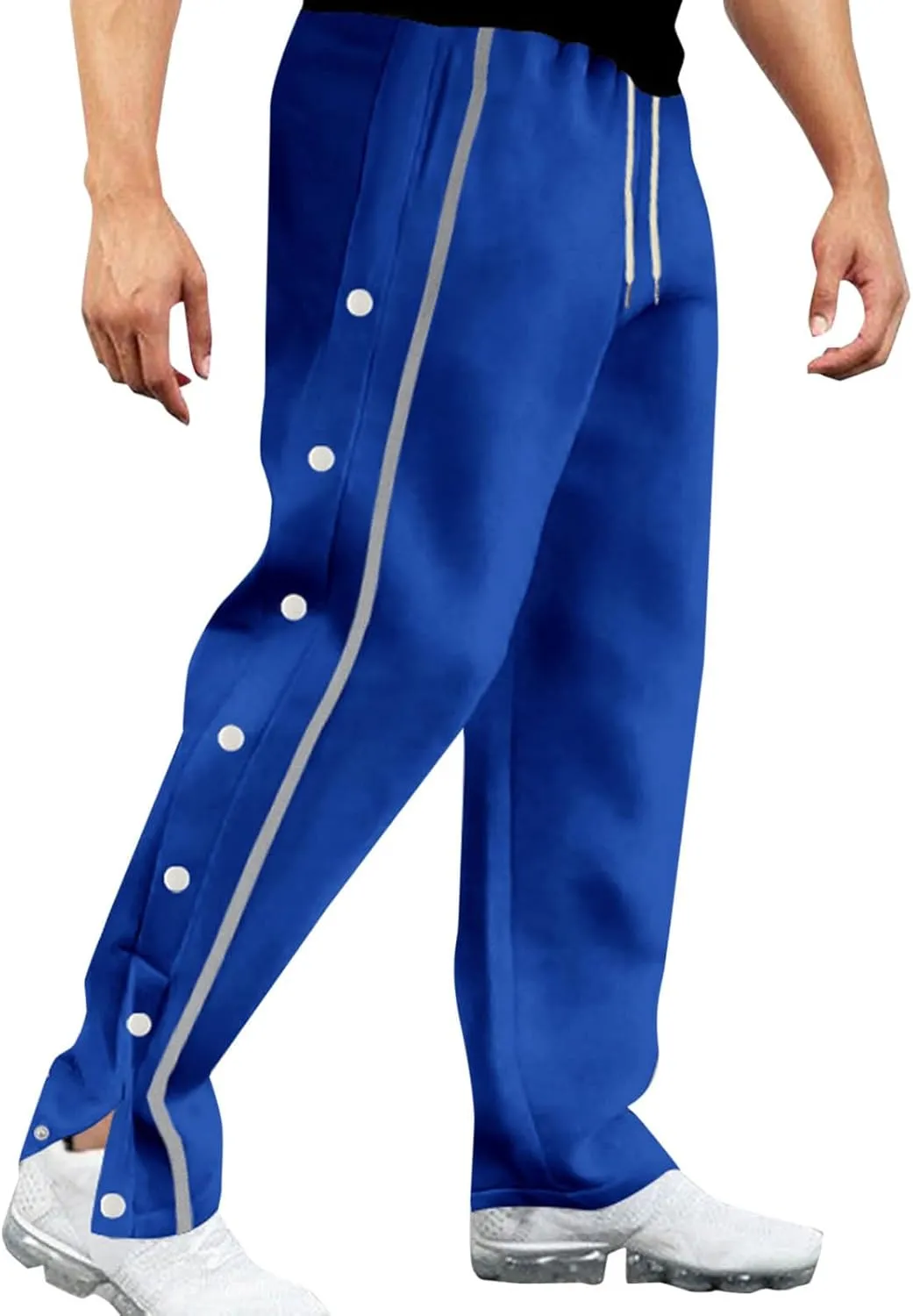 Oversized Pants for Men Side Double Button Sweatpant Soft Loose Fit Straight Leg Trousers Running Track Pants