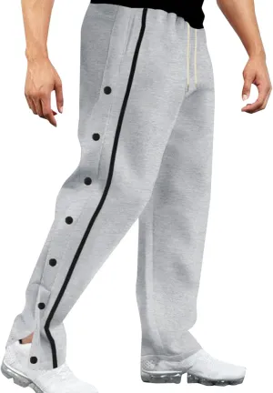 Oversized Pants for Men Side Double Button Sweatpant Soft Loose Fit Straight Leg Trousers Running Track Pants