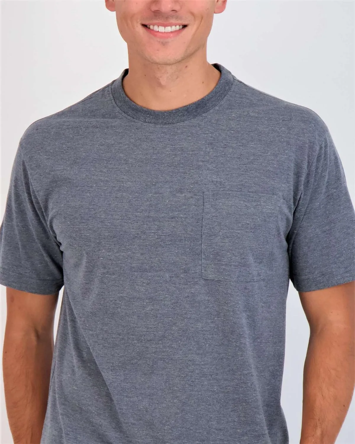 Real Essentials 4 Pack: Men's Cotton Performance Short Sleeve Crew Neck Pocket T-Shirt Athletic Top (Available in Big & Tall)
