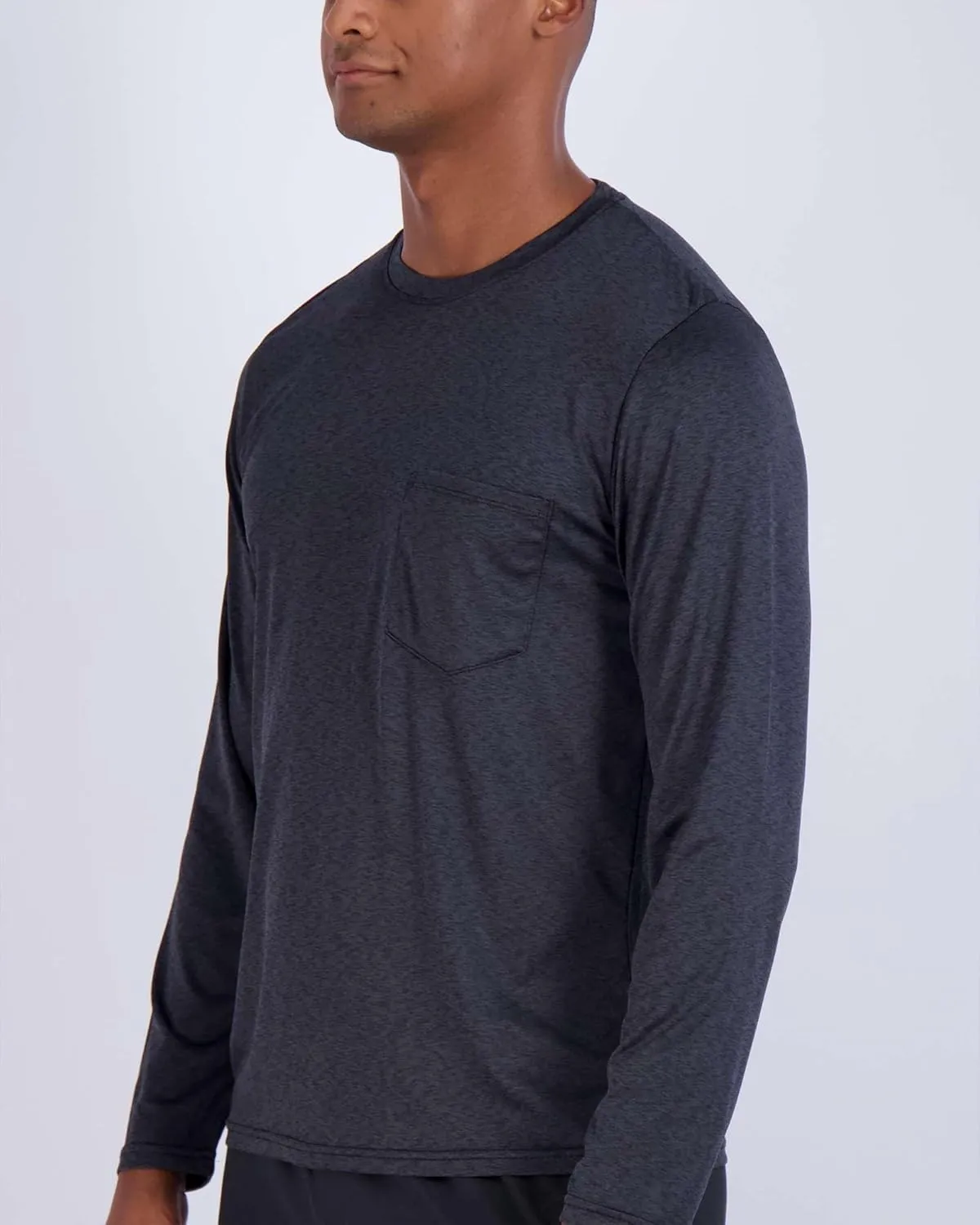 Real Essentials 4 Pack: Men's Dry-Fit Active Athletic Long Sleeve Pocket Crew T-Shirt Outdoors UPF 50 S-5XLT