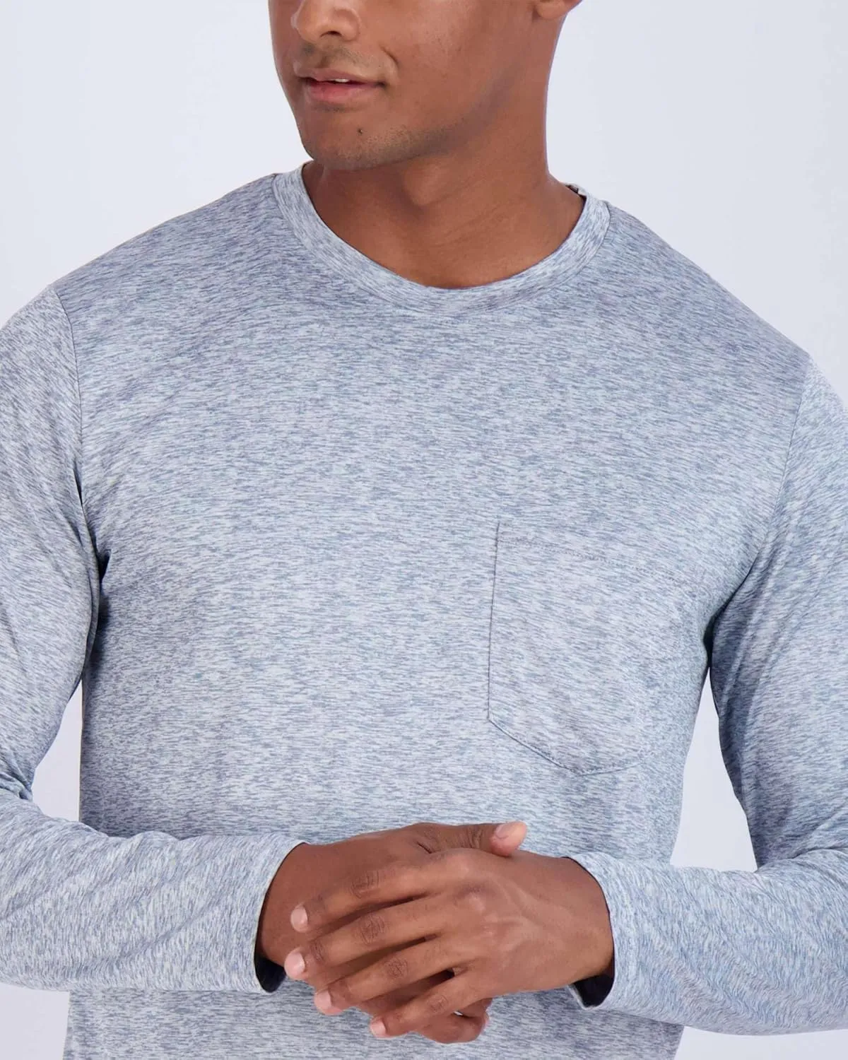 Real Essentials 4 Pack: Men's Dry-Fit Active Athletic Long Sleeve Pocket Crew T-Shirt Outdoors UPF 50 S-5XLT