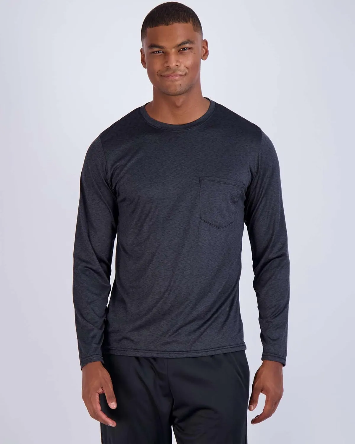 Real Essentials 4 Pack: Men's Dry-Fit Active Athletic Long Sleeve Pocket Crew T-Shirt Outdoors UPF 50 S-5XLT