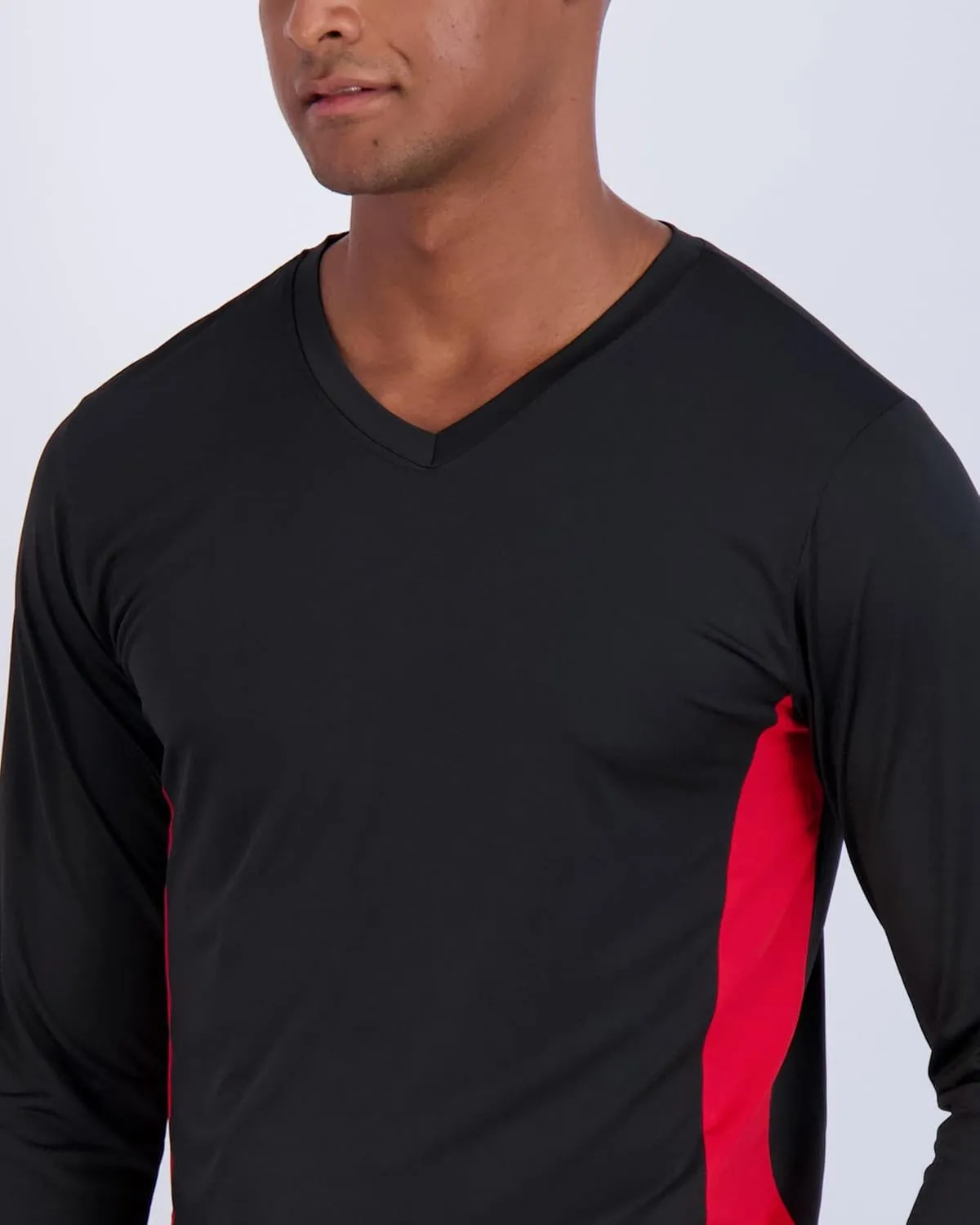 Real Essentials 4 Pack: Men's Dry Fit Long Sleeve V-Neck Active T-Shirt - Athletic Outdoor UPF 50  (Available in Big & Tall)